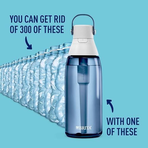 Brita Hard-Sided Plastic Premium Filtering Water Bottle, BPA-Free, Reusable, Replaces 300 Plastic Water Bottles, Filter Lasts 2 Months or 40 Gallons, Includes 1 Filter, Night Sky - 36 oz.