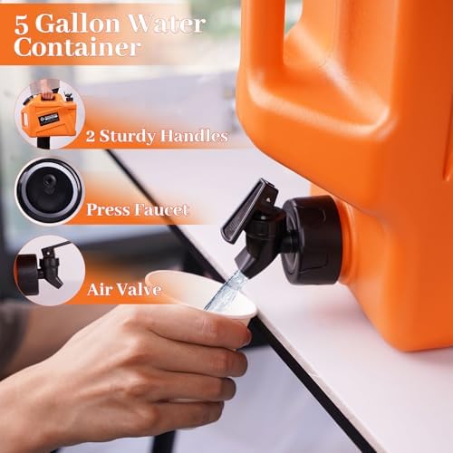 3.2 Gallon/5 Gallon Water Containers with Spigot, BPA Free Water Jug, Military Green Water Tank, Multifunction Water Storage Containers for Camping Outdoor Hiking,Emergency Stroage