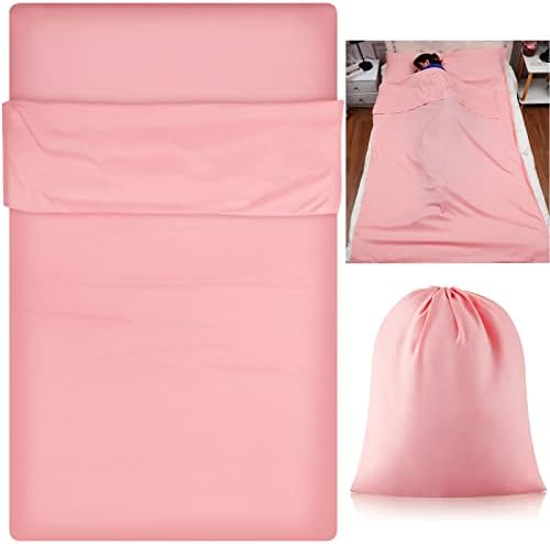 Irenare Self Tan Sleep Sack Breathable Self Tanning Sheet Protector for Bed Travel Sleeping Bag Camping and Sheet Liner for Outdoor Travel Hiking(Pink)
