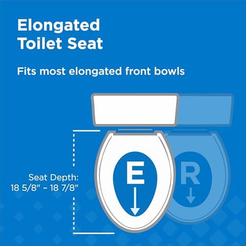 Gerber Elongated Toilet Seat with Cover, Soft Close, No Slam, Quick & Easy Install, Heavy-Duty Plastic, Adjustable Fit for Standard Elongated Toilets, Durable & Fade-Resistant, White G0099213