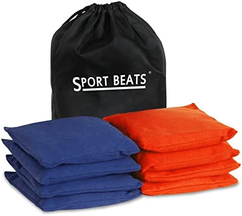 SPORT BEATS Cornhole Bags Set of 8 Regulation Weight & Size Corn Hole Bags Bean Bags for Cornhole Game Includes Carry Case
