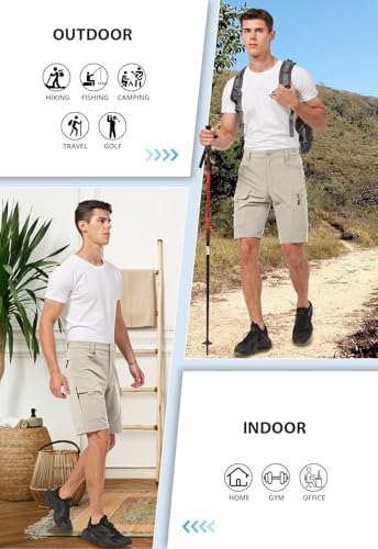 Hiauspor Men's Hiking Cargo Shorts 9"/10" Quick Dry Lightweight Waterproof for Golf Tactical Fishing Casual with 6 Pockets