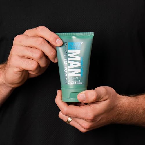 Super Fresh Ball Deodorant Powder Lotion Comfort Cream for Man Parts Groin Butt and Body Hygiene Controls Odor Stops Chafing and Itch Absorbs Sweat Aluminum Free Formula in 4 oz Twin Pack