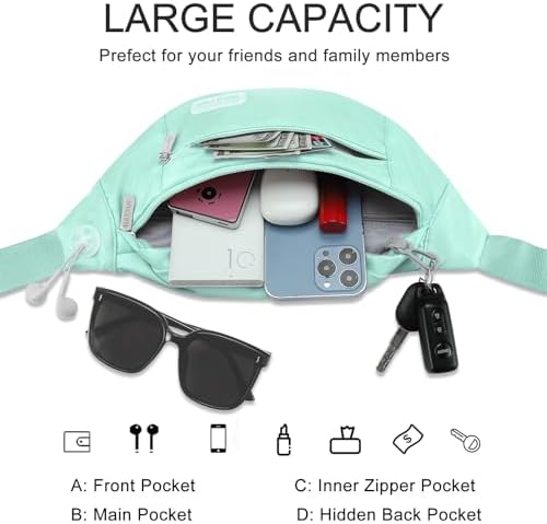 MAXTOP Large Crossbody Fanny Pack with 4-Zipper Pockets,Gifts for Enjoy Sports Festival Workout Traveling Running Casual Hands-Free Wallets Waist Pack Phone Bag Carrying All Phones