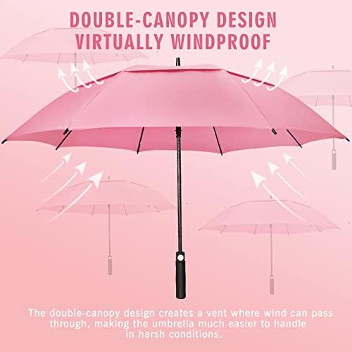 ZOMAKE Automatic Open Extra Large Golf Umbrella 51/54/62/68 Inch, Double Canopy Vented Windproof Oversize Stick Umbrellas for Rain