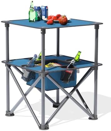 Folding Camping Table,Beach Tables for Sand Foldable,Camp Table,Comes with 4 Cup Holders and Storage Bags,Quick Unfolding and Folding,Suitable for Camping