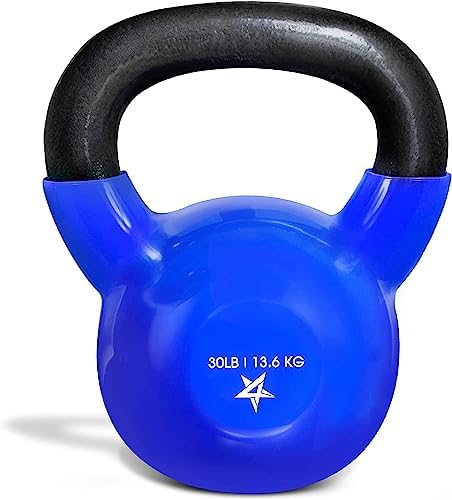 Yes4All 5-65lbs Kettlebells Vinyl Coated Cast Iron for Dumbbell Weights Exercises, Gym, Fitness, Full Body Workout Equipment Push up, Grip and Strength Training