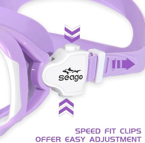 Seago Kids Swim Goggles Snorkel Diving Mask for Youth(5-15), Anti-Fog 180° Clear View