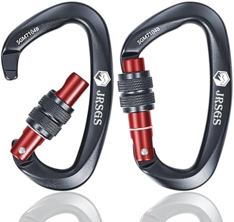 25KN Locking Climbing Carabiner Clips, UlAA Certified Rockclimbing Carabiner,Heavy Duty Carabiners Equipment,Large SizeCarabiner for Climbing, Rappelling,Hunting and Rescue