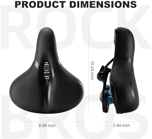 ROCKBROS Bike Seat Comfort Bike Saddle Mountain Bicycle Accessories for Men Women Soft Wide Bike Seat Cushion Dual Shock Absorbing with Reflective Strip
