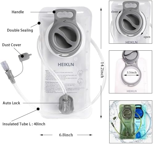 Hydration Bladder 2L-3L,Leak Proof Water Reservoir, BPA Free Military Water Storage Bladder Bag Hydration Pack Replacement Easy Clean for Bicycling Hiking Camping Hunting Running