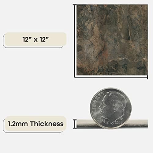 Nexus Self Adhesive 12-Inch Vinyl Floor Tiles, 20 Tiles - 12" x 12", Dark Slate Marble Pattern - Peel & Stick, DIY Flooring for Kitchen, Dining Room, Bedrooms & Bathrooms by Achim Home Decor