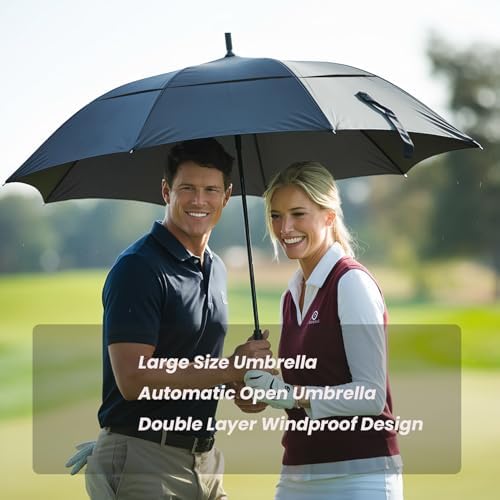 MRTLLOA 54/62/68/72 Inch Automatic Open Golf Umbrella, Extra Large Oversize Double Canopy Vented Windproof Waterproof Stick Umbrellas for Rain