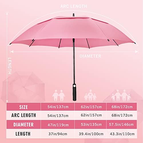 ZOMAKE Automatic Open Extra Large Golf Umbrella 51/54/62/68 Inch, Double Canopy Vented Windproof Oversize Stick Umbrellas for Rain