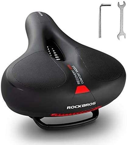 ROCKBROS Bike Seat Comfort Bike Saddle Mountain Bicycle Accessories for Men Women Soft Wide Bike Seat Cushion Dual Shock Absorbing with Reflective Strip
