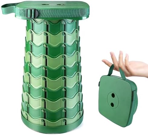 Upgraded Folding Stool Large Square Surface 550lbs Load Capacity Heavy Duty Collapsible Portable Telescopic Stool for Camping Travel Hiking (Camouflage)