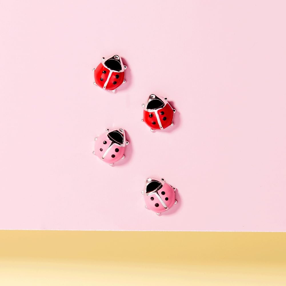 925 Sterling Silver Kids Red Ladybug Stud Earrings with Hypoallergenic Safety Screw Back for Young Girls & Toddlers - Animal Lover earrings Gift for Toddlers to Pre-Teens