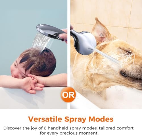 10 inch Rainfall Shower Head Combo Stainless Steel, THE FIRST WATERFALL mode, 10 Inch Rain Shower Head with Handheld 6 Spray Modes High Pressure, Overhead Shower Adjustable Extension Arm,Chrome