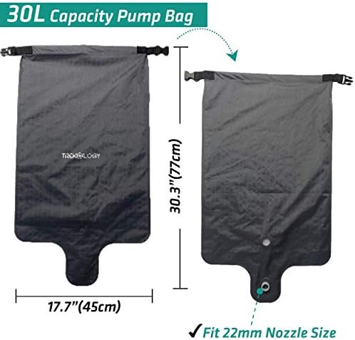 TREKOLOGY 30L Pump Sack Roll Top Compression Pump Bag - Fit for UL Sleeping Mats - Quick & Easy Pumping Sack for Camping Mats, Inflatable Pad, & Sleep Mattress
