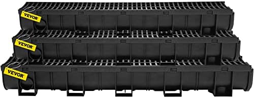 VEVOR Trench Drain System with Plastic Grate, 5.9x5.1-Inch HDPE Channel Drainage for Garden, Driveway - 6 Pack