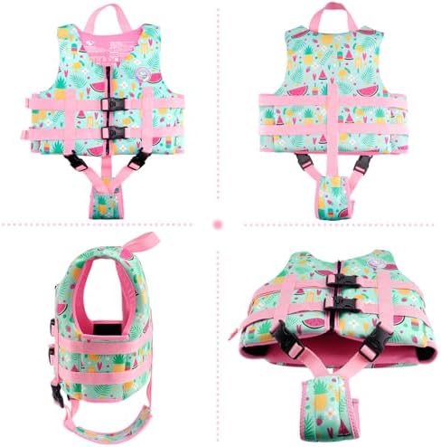 Pottwal Swim Vest for Kids - Swim Jacket for 1-2 Years (24-33LBS) - Buoyancy Aid Made of Neoprene & EPE - with Adjustable Crotch Strap