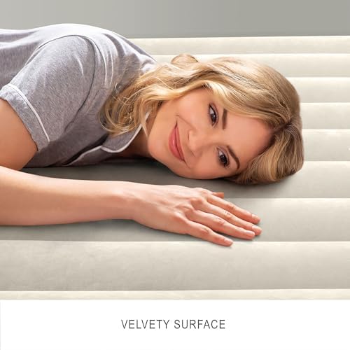 Intex 64103E Dura-Beam Standard Single-High Air Mattress: Fiber-Tech - Queen Size - 10in Bed Height - 600lb Weight Capacity - Pump Sold Separately