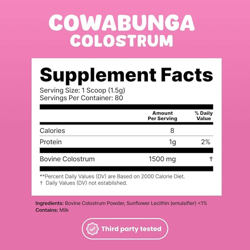 SonoHealth Cowabunga Colostrum - Premium, Pure & Unaltered Colostrum Powder Supplement - for Immune Support, Gut Health, Muscle Recovery & Wellness - Kosher & Halal Certified Calostro