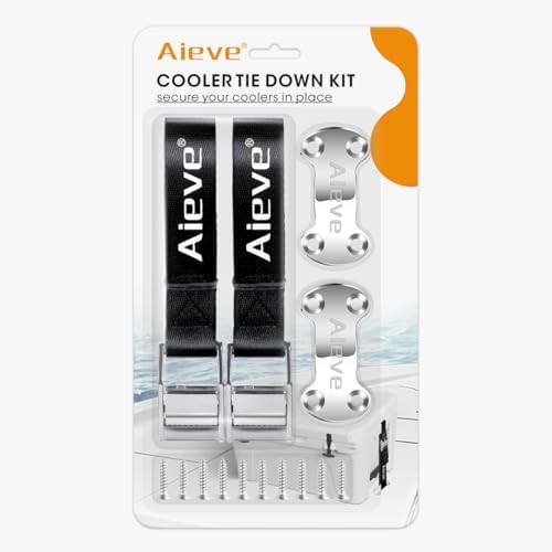 Aieve Cooler Tie Down Straps Kit - Ice Chest Lock Bracket - Cooler Accessories Secure for YETI Cooler RTIC Coolers