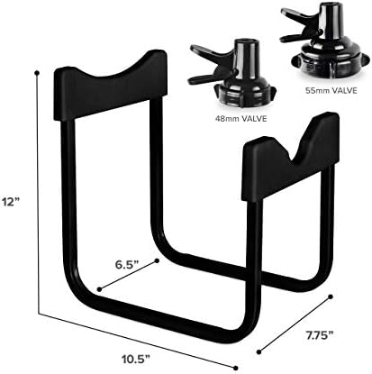 Brio Stainless Steel 3-5 Gallon Water Jug Stand and 2 Dispenser Valves, Rust-Resistant Non Slip Water Stand with BPA Free Fast Flow Water Spout Fits BOTH 48mm and 55mm Bottles 2 CAPS INCLUDED (Black)