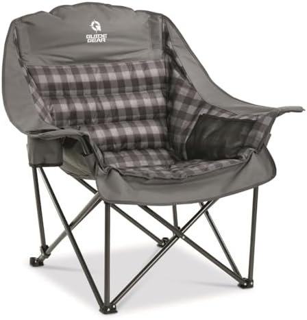 Guide Gear Oversized Extra Large Padded Camping Chair, Portable, Folding, Large Camp Lounge Beach Chairs for Outdoor, Adults, Men and Women, Heavy-Duty 400 Pound Capacity, with Cup Holder