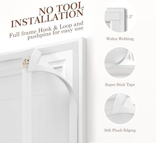Yotache White Reversible Left Right Side Opening Magnetic Screen Door Fits Door Size 36 x 78, Top Middle Anti-Tearing Net Curtain, Actual Screen Size 38" x 79"