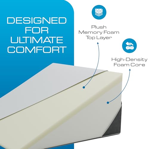 Kölbs Bed Wedge Pillow Extra Wide with Memory Foam Top, Large 12 Height (31 x 33 x 12) Stylish Jacquard Cover for Sleeping and Acid Reflux