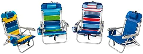 Homevative Backpack Fold-Up Beach Chair, 5 Positions, Towel bar, Cooler, Storage Pouch, Cup Holder and Phone Pocket