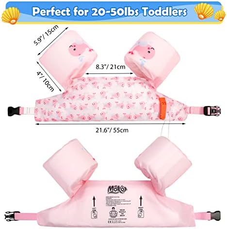 MoKo Toddler Swim Vest for Kids, 20-66 lbs, Arm Floaties with Adjustable Straps, Nylon Material, Swim Vest for Toddlers Learning to Swim