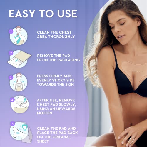 Cleverfy Silicone Chest Wrinkle Pads for Décolleté - 3-Pack of T-Shape Reusable Anti-Wrinkle Patches