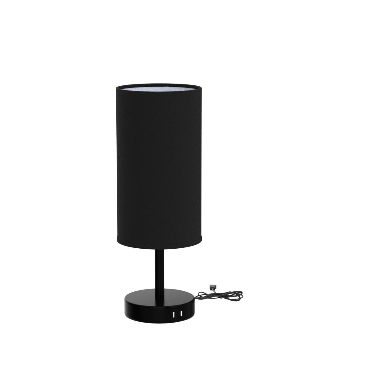 Yarra-Decor Bedside Lamp with USB Port - Touch Control Table Lamp for Bedroom 3 Way Dimmable Nightstand Lamp with Round Black Fabric Shade for Living Room, Dorm, Home Office (LED Bulb Included)