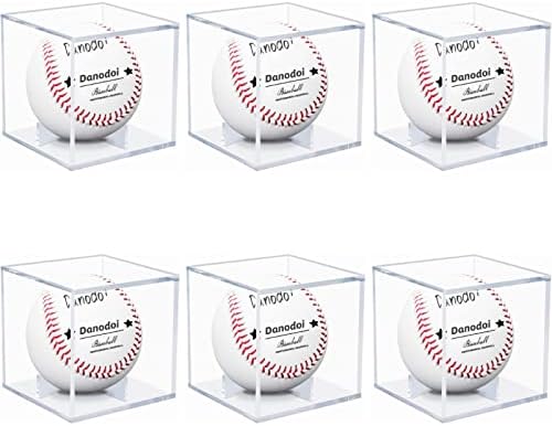 6 Pack Baseball Display Case UV Protected Acrylic Clear Baseball Holder Square Cube Ball Protector Memorabilia Autograph Display Box