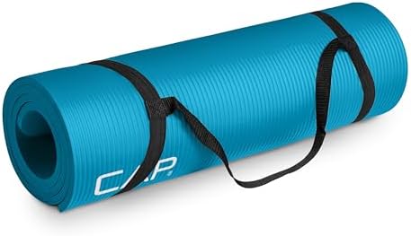 CAP Barbell 1/2-Inch High Density Exercise Yoga Mat with Strap | Multiple Options
