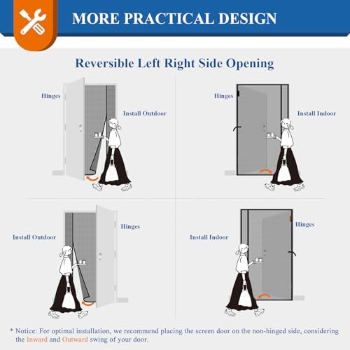 MAGZO Magnetic Screen Door Mesh 32'' x 80'', Reversible Left Right Offset Opening, Polyester Material Scratch-Proof, Dog Friendly, Net for Sliding Glass/Patio Doors, Keep Annoying Creatures Out, Black