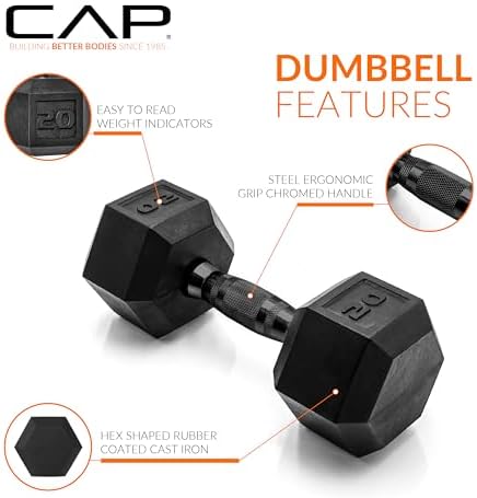CAP Barbell Coated Hex Dumbbell Weight | Multiple Options