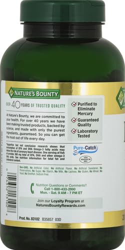 Nature's Bounty Fish Oil Omega 3 Supplements - Supports Heart Health,1200 Mg Fish Oil,Omega-3,200 Softgels,(Pack of 3)