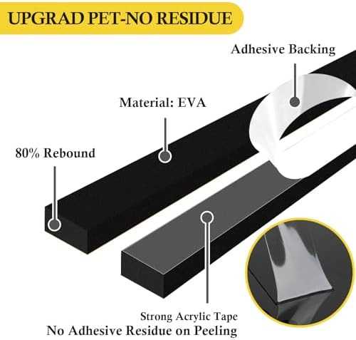 fowong Air Conditioner Window Seal 1 Inch X 1 Inch, Thick AC Weather Stripping High Resilience Foam Sealing Tape Adhesive AC Window Seal Kit 6.5ft Long (6.5ft x 4 Rolls, Black)