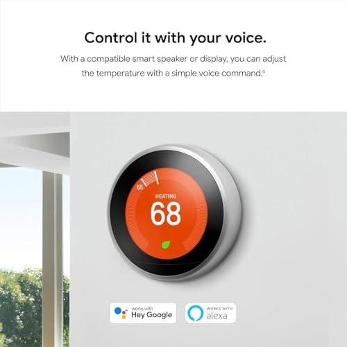 Google Nest Learning Thermostat - 3rd Gen - Programmable Smart Thermostat for Home - Compatible with Alexa (White)