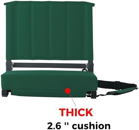 SPORT BEATS Stadium Seats with Back Support Bleacher Chairs with Back and Cushion Thick Padded Bleacher Seats Includes Shoulder Strap