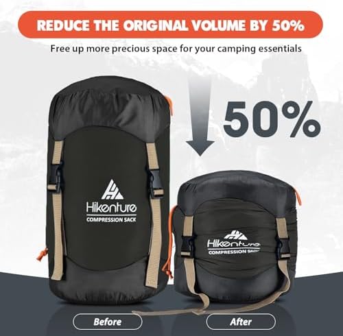 Hikenture Compression Sack for Sleeping Bag, Upgrade Anti-Tear Nylon Sleeping Bag Stuff Sack, 10L/14L/20L/30L Water-Resistant Compression Bag, Storage Bag
