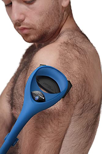 BAKblade 2.0/ELITE PLUS - Back Hair Removal and Body Shaver (DIY), Easy to Use Ergonomic Handle for a Close, Pain-Free Shave, 3 of the Wet or Dry Disposable Razor Blades, Scrubbing Sleeve Included