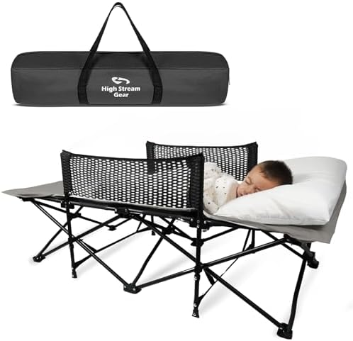 Toddler Cot Bed: Kids Travel Camping Bed, a Portable Folding Cot for Kids Great for Outdoors and Young Guests at Home. Comfortable Kids Sleeping Cot Easy to Store and Use (Gray)