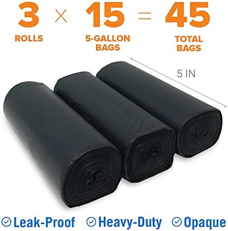 45 Portable Toilet Bags, Biodegradable 5 Gallon Human Waste Bags for Camping, Boating, Car & Compost, Fits Bucket Seat, Outdoor Use