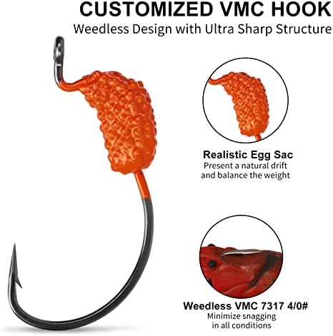 TRUSCEND Pre-rigged Fishing Jig Lures for Freshwater and Saltwater, Innovative Super Durable TPE Bass Lures, Lifelike Shrimp Crayfish Swimbait, Weedless Lure for Crappie Trout Walleye, Keep Separately