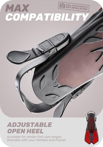 CAPAS Snorkel Fins, Swim Fins Travel Size Short Adjustable for Snorkeling Diving Adult Men Women Kids Open Heel Swimming Flippers